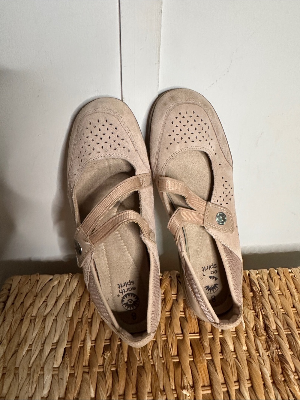 Earth Spirit Taupe Suede Mary Jane‎ Flats
